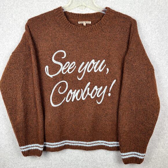Bailey Rose Sweaters - Bailey Rose See You Cowboy sweater in Brown, Small, oversized
